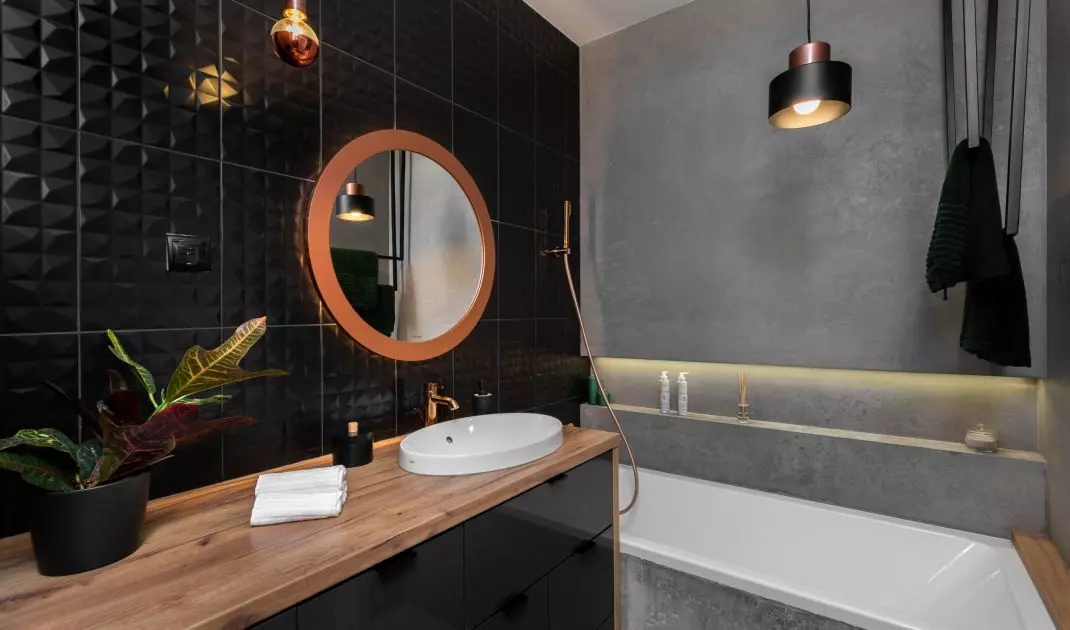 Bathroom with black elements