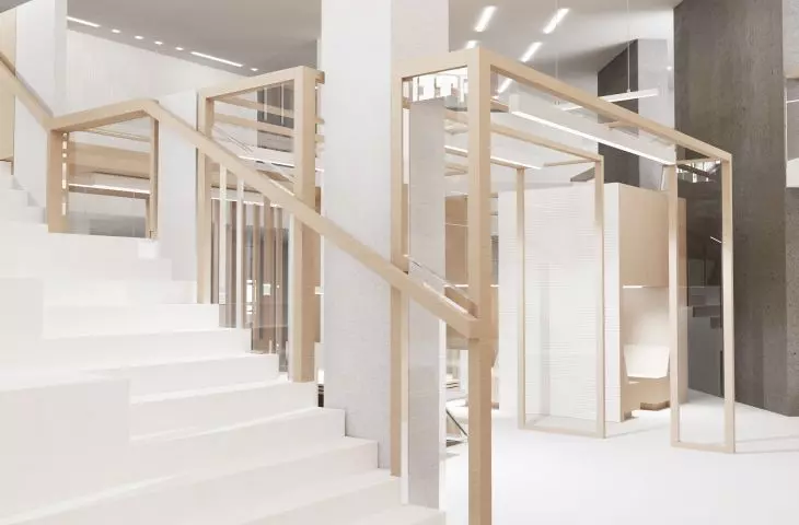 The designed space consists of two levels