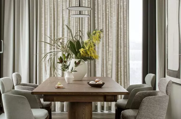 Dining room with upholstered chairs