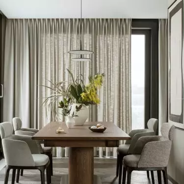 Dining room with upholstered chairs