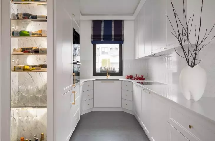 Kitchen with wine shelf