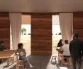 The canteen building was made of rammed earth