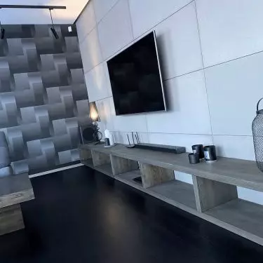 Szafka RTV wisząca. Jesion lity olejowosk wenge w grubości materiału 3 cm