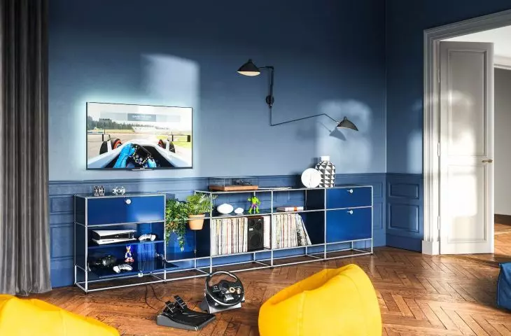 Rest area combines navy blue and yellow