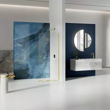 Walk-in shower cabin from the Smart Light Gold collection