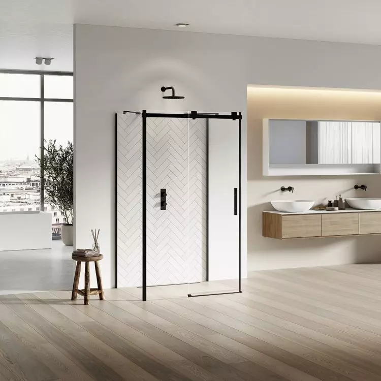 Wall-mounted shower cabin with 