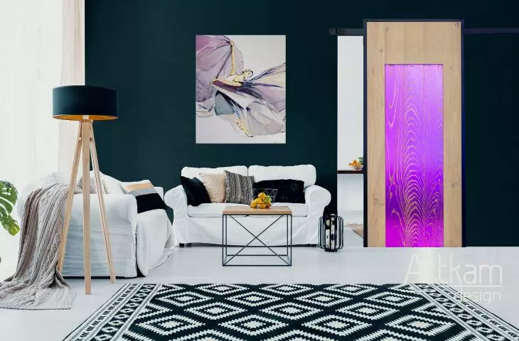 Shocking Pink doors along with the painting 