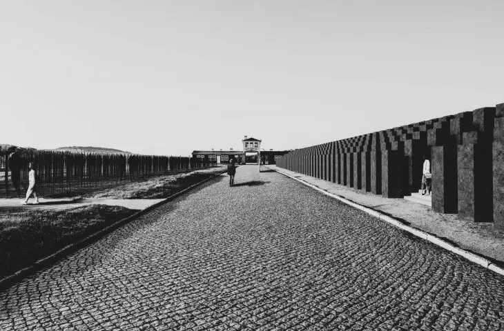 oś widokowa, betonowe bloki
