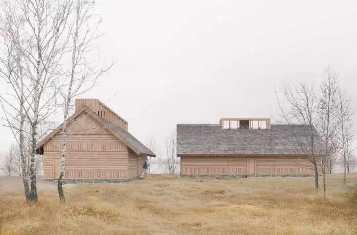The concept consists of two buildings: a house and a craft studio