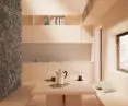 The interior is centered around a stone oven