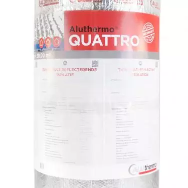 Aluthermo®QUATTRO – pierwszy, cienki, wieloodbiciowy materiał izolacyjny w całości zgrzany termicznie. Składa się łącznie z siedmiu różnych warstw o grubości zaledwie 1 cm