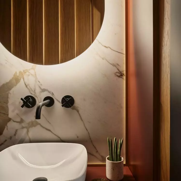 Stone on the wall in the bathroom