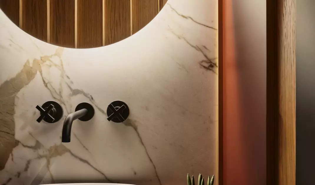Stone on the wall in the bathroom