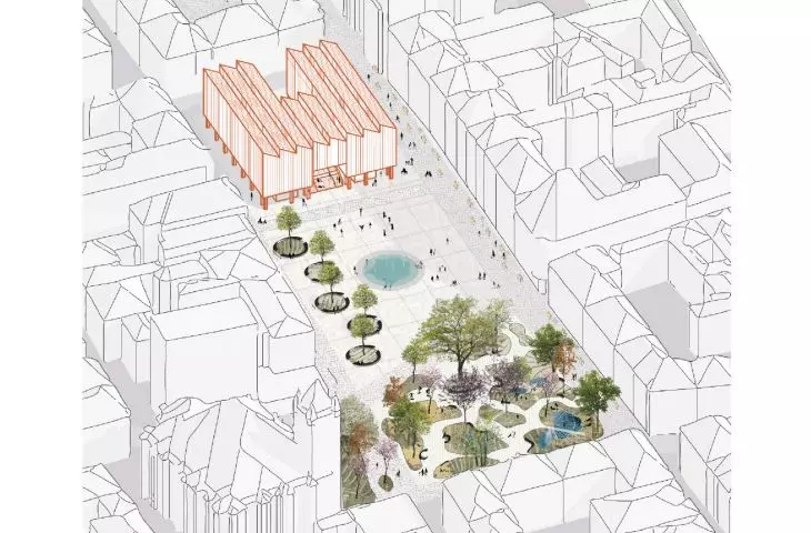 visualization of the designed market from the bird's eye view