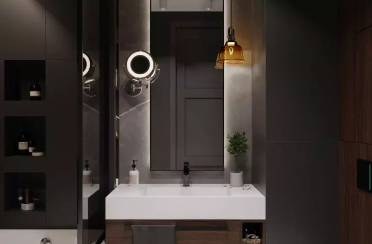 Bathroom with anthracite tiles