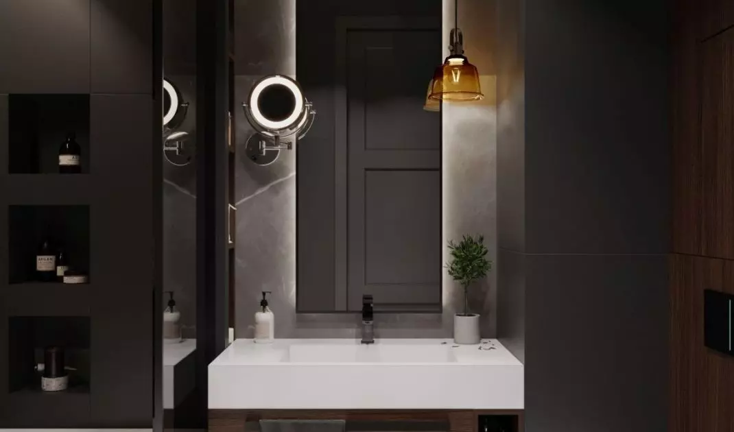 Bathroom with anthracite tiles