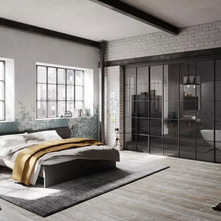 S1200Air sliding door with stiles in loft style