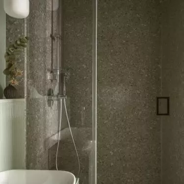 Shower area with natural stone