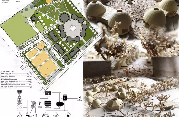Projekt szkoły i centrum społecznego, PZT i makieta