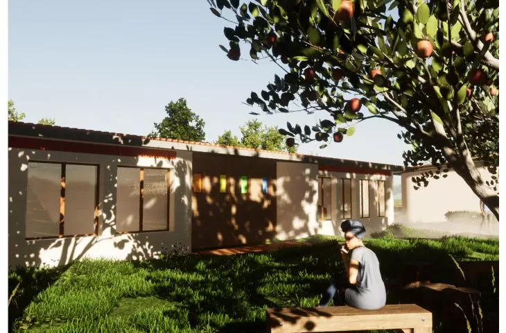 Obiekty z płaskimi dachami to budynki pomocnicze