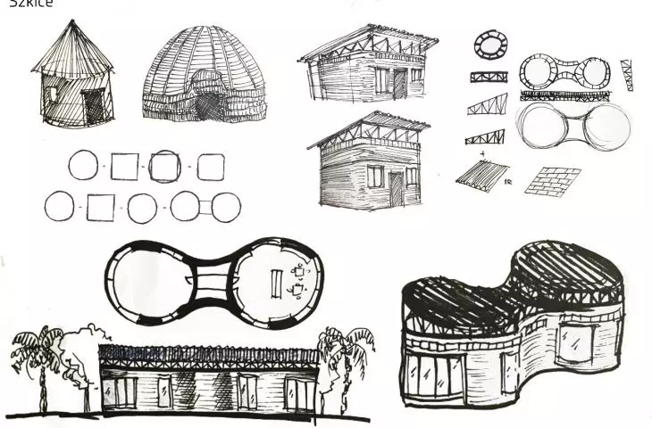 Szkice projektowanych budynków