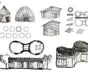 Szkice projektowanych budynków