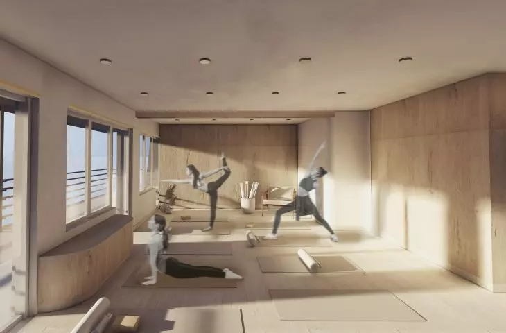 Group therapy room, yoga classes