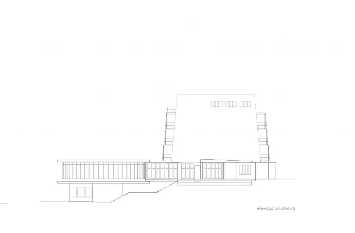 Anxiety therapy house project, south elevation