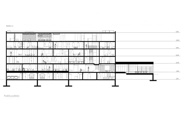 Anxiety therapy house project, floor cross-section 