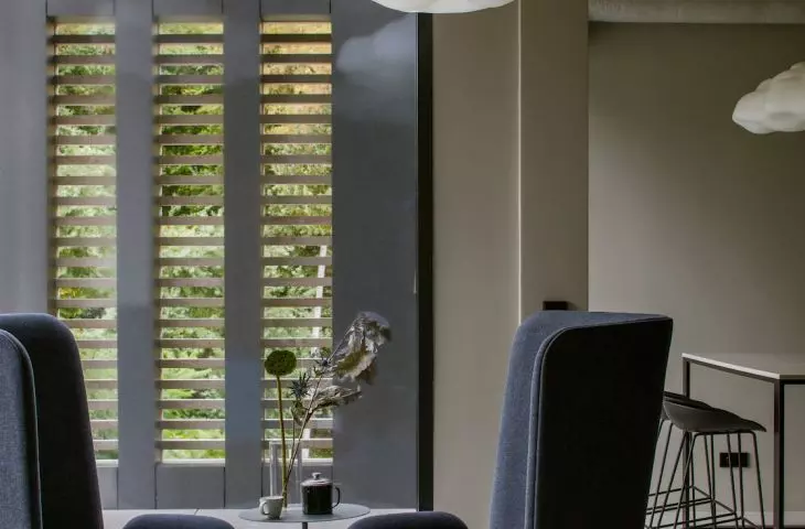 the interior is kept in shades of gray