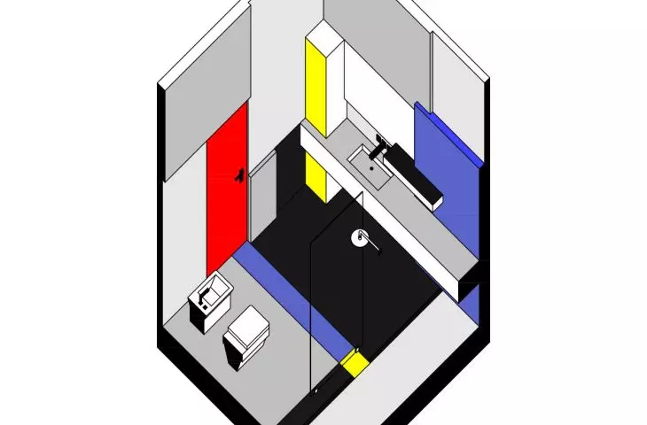 Projekt wnętrza łazienki w domu jednorodzinnym, proj.: Jakub Dziura