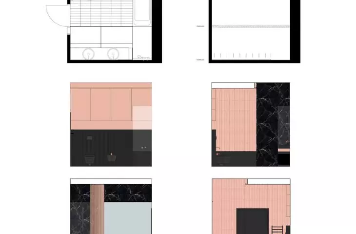 Projekt wnętrza łazienki w domu jednorodzinnym, proj.: Marta Macyk