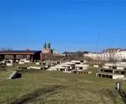 Park w starym korycie Warty, widok na Ostrów Tumski