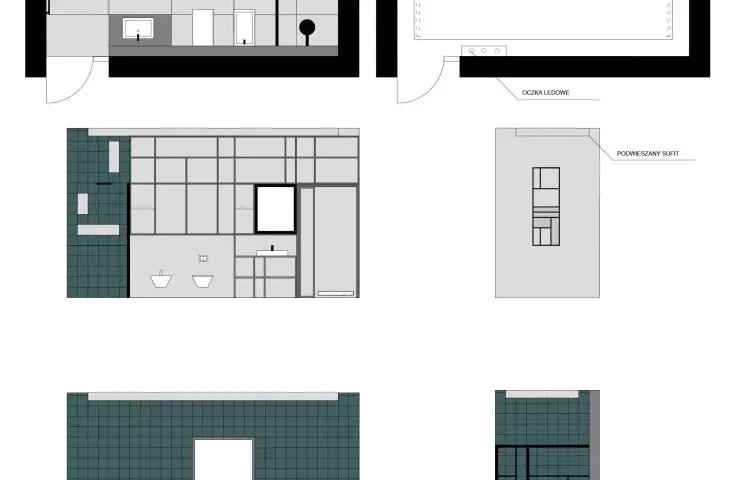 Projekt wnętrza łazienki w domu jednorodzinnym, proj.: Julia Stępska