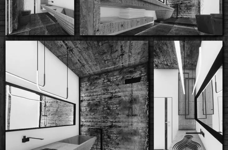 Projekt wnętrza łazienki w domu jednorodzinnym, proj.: Patryk Tatara