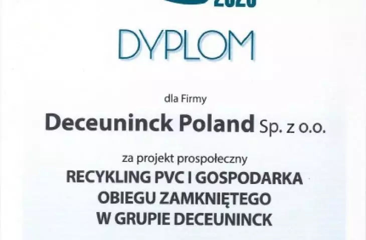 Deceuninck z nagrodą za działania na rzecz recyklingu PVC