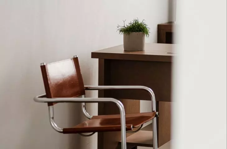 the interior is complemented by vintage furniture