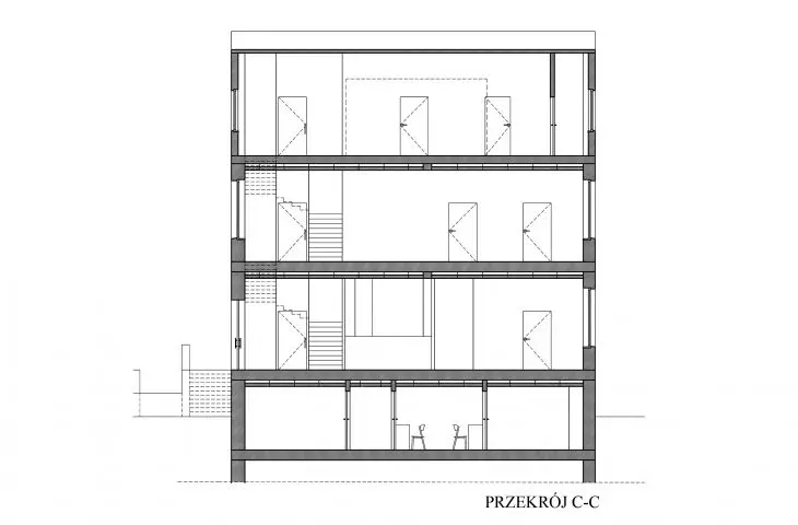 Przychodnia lekarska, przekrój C-C