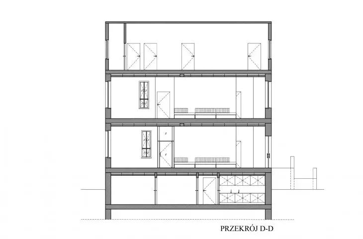 Przychodnia lekarska, przekrój D-D