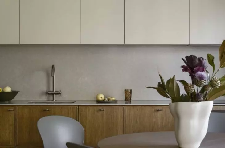 Kitchenette fits into living room arrangement