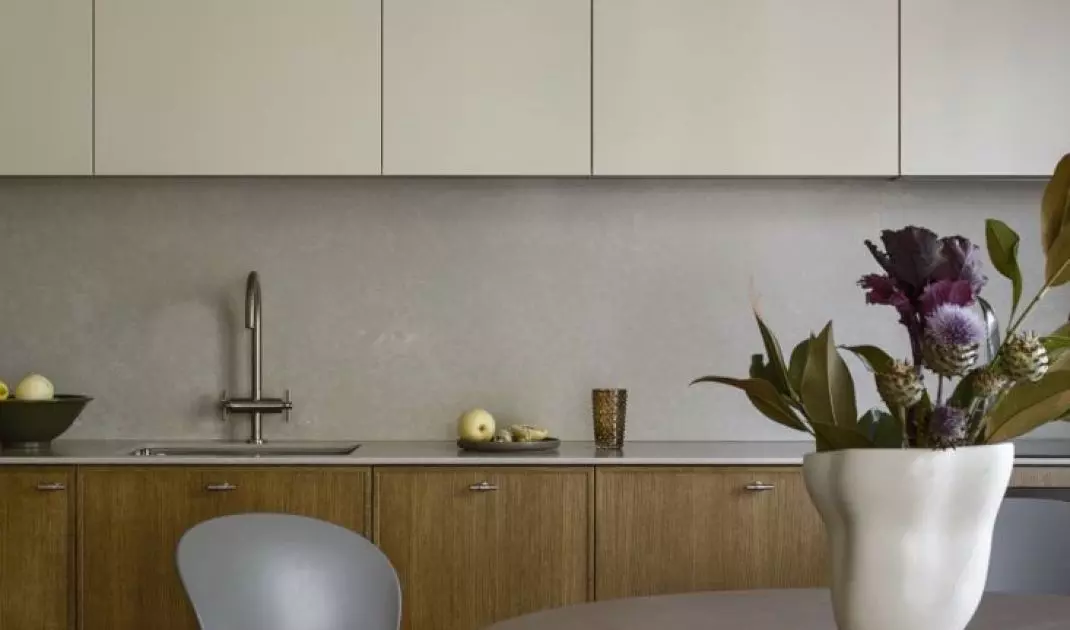 Kitchenette fits into living room arrangement