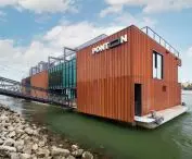 Panel Ruukki Lamella Cor-Ten 30 na budynku Pontoon