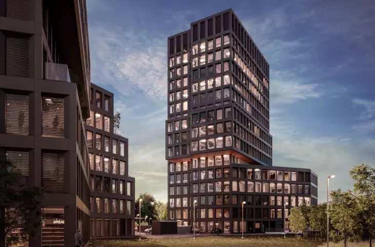 Biurowce przy rondzie Rataje i ul. Komedy w Poznaniu, wizualizacja, proj. EASST Architects