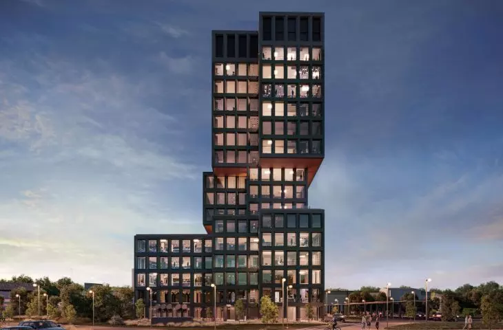 Biurowiec przy rondzie Rataje i ul. Komedy w Poznaniu, wizualizacja, proj. EASST Architects