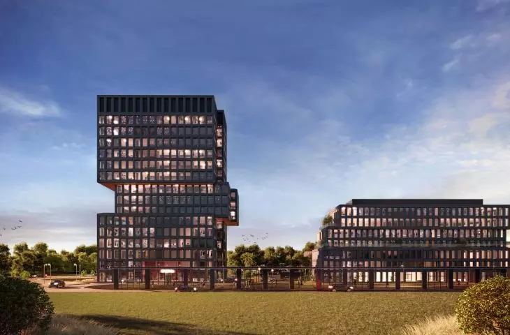 Biurowiec przy rondzie Rataje i ul. Komedy w Poznaniu, wizualizacja, proj. EASST Architects
