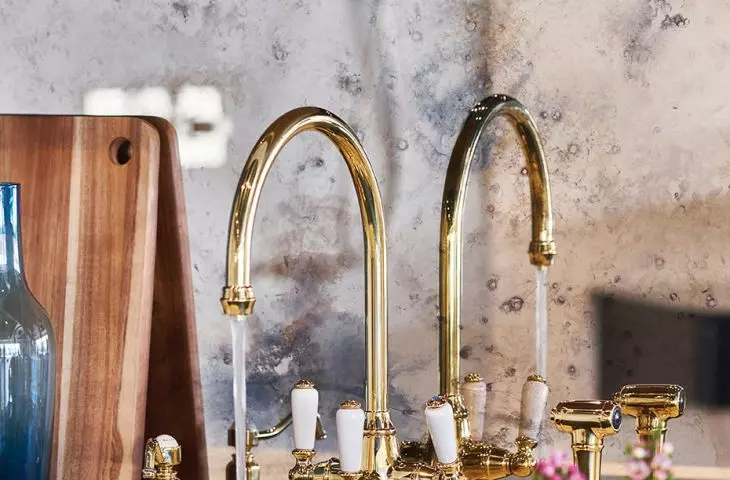 P&R PHOENICIAN faucet with cold water filtration system and side shower and TRADITIONAL liquid dispenser 