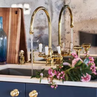 P&R PHOENICIAN faucet with cold water filtration system and side shower and TRADITIONAL liquid dispenser 