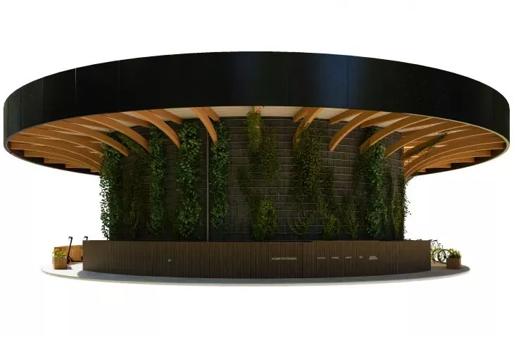 On the facade, climbing ivy is proposed, filtering the air from harmful pollutants
