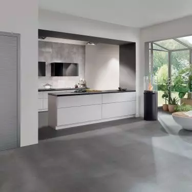 DesignLine Concepto rebate-free wooden door, RAL 7037 ash color