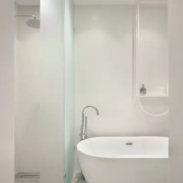 The bathroom is kept in white